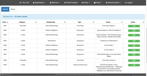 Session list
